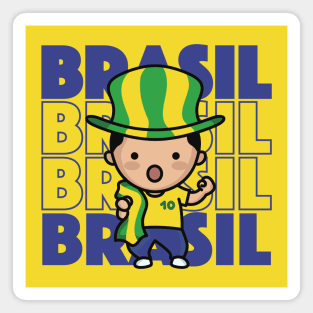 Brazil Football Fan // Kawaii Cute Brasil Soccer Supporter Magnet